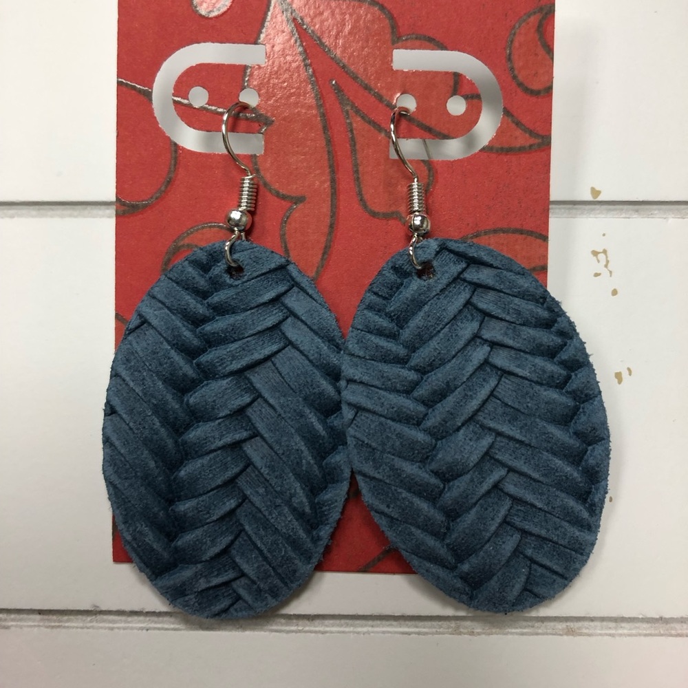 Woven Pattern Leather Earrings